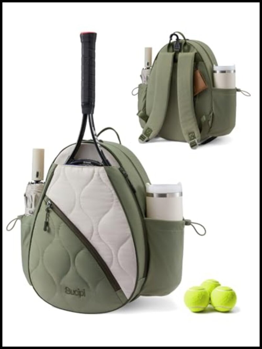 Water-Resistant Tennis Racket Backpack, Machine Washable, Lightweight Sports Bag